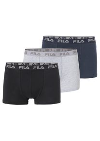 Boxershorts Fila "MAN BOXER SHORTS", Herren, Gr. L, schwarz (schwarz navy grau), Obermaterial: 95% Baumwolle, 5% Elasthan. Obermaterial 2: 67% Baumwolle, 28% Polyester, 5% Elasthan, unifarben, eng, Unterhosen Boxershorts, mit elastischem Logobund