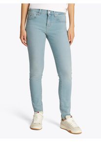Skinny-fit-Jeans Tommy Jeans "SOPHIE LW SKN", Damen, Gr. 32, L&auml;nge 28, blau (light denim), Denim/Jeans, Obermaterial: 99% Baumwolle, 1% Elasthan, unifarben, skinny fit kn&ouml;chellang, Jeans Skinny-fit-Jeans, mit Logo-Badge, in Kn&ouml;chell&auml;nge