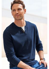 H.I.S. Strickpullover H.I.S, Herren, Gr. 3XL (64/66), blau (navy), Feinstrick, Obermaterial: 60% Baumwolle, 40% Polyester, unifarben, regular fit normal, Rundhals, Rollkanten, Pullover Strickpullover, Pullover mit hochwertiger Halslochverarbeitung in double-layer Optik, Topseller