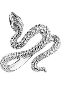 Fingerring Thomas Sabo "Schlangen-Optik Tempting Romance" Gr. 58, silber (silberfarben, schwarz), Fingerringe, Damen, 58, Silber 925 (recycelt), 2,7mm, Fingerring