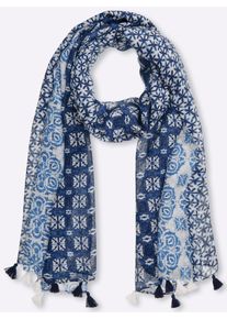 Modeschal Heine, Damen, marine, Polyester, gemustert, Modet&uuml;cher Modeschal