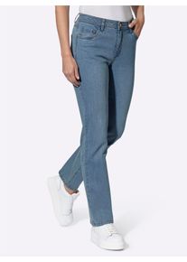 5-Pocket-Jeans Casual Looks, Damen, Gr. 46, Normalgr&ouml;&szlig;en, blau (blau, bleached), 99% Baumwolle, 1% Elasthan, unifarben, lang, Jeans 5-Pocket-Jeans