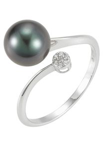 Perlenring ADRIANA "San Remo, S32-S, S32-W" Gr. 60, wei&szlig; (silberfarben, schwarz, kristallwei&szlig;), Fingerringe, Damen, 60, Perlen Silber 925 (Sterlingsilber), 2mm, Perlen, Silber 925 (Sterlingsilber), Perlenring, Made in Germany - mit Zirkonia - mit S&uuml;&szlig;wasser- oder Tahitizuchtperle