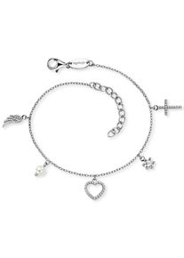 Armband Engelsrufer "Glaube Liebe Hoffnung", wei&szlig; (silberfarben, kristallwei&szlig;, wei&szlig;, kristallwei&szlig;), Armb&auml;nder, Damen, 20cm, Perlen Silber 925 (Sterlingsilber), Perlen, Silber 925 (Sterlingsilber), Armband, Made in Germany - mit Zirkonia (synth.) - mit S&uuml;&szlig;wasserzuchtperle