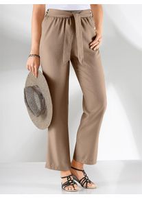 Palazzohose Classic Basics, Damen, Gr. 24, Kurzgr&ouml;&szlig;en, grau (taupe), 100% Polyester, unifarben, lang, Hosen Palazzohose