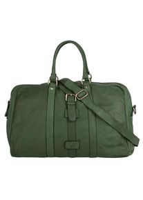 Reisetasche FORTY, Damen, Gr. B/H/T: 53cm x 30cm x 20cm onesize, gr&uuml;n, Leder, leicht gl&auml;nzend, unifarben, Taschen Reisetasche, echt Leder, Made in Italy