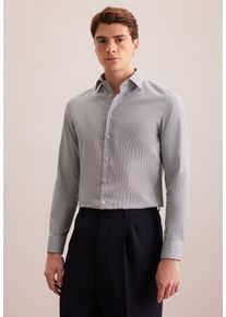 Businesshemd Seidensticker "Schwarze Rose", Herren, Gr. M (40), normale &Auml;rmell&auml;ngen, blau (dunkelblau), 100% Baumwolle, bedruckt, tailored fit, 2-Knopf-Manschette, Hemden Businesshemd, Shaped 1/1 Kentkragen Druck