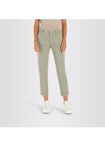 Chinohose MAC "CHINO turn up", Damen, Gr. 46, N-Gr, grau (dried rosmary), Web, Obermaterial: 96% Baumwolle, 4% Elasthan, unifarben, slim fit kn&ouml;chelfrei, Hosen Chinohose, mit dezentem Glanz, elegant und sportiv zugleich
