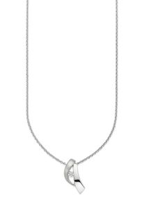 Kette mit Anh&auml;nger Bruno Banani "Schmuck Geschenk", silberfarben, kristallwei&szlig;, Halsketten, Damen, Silber 925 (Sterlingsilber), L: 45 B: 1mm, Kette mit Anh&auml;nger, mit Zirkonia (synth.), B:1mm