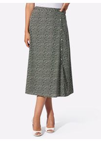 Sommerrock Classic Basics, Damen, Gr. 40, schwarz, gelb, bedruckt, 100% Polyester, gemustert, gepunktet, wadenlang, R&ouml;cke Sommerrock