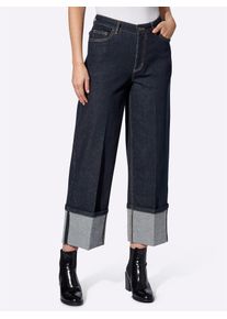 Bequeme Jeans Heine, Damen, Gr. 46, Normalgr&ouml;&szlig;en, blau (dunkelblau), 98% Baumwolle, 2% Elasthan, unifarben, 7/8-L&auml;nge, Jeans Bequeme Jeans