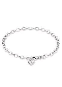 Silberarmband Amor "Schmuck Geschenk Armkette Herz LIEBE", silber (silberfarben, kristallwei&szlig;, kristallwei&szlig;), Armb&auml;nder, Damen, 19cm, Silber 925 (Sterlingsilber), Silberarmband, Made in Germany - mit Zirkonia (synth.)