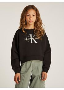 Sweatshirt Calvin Klein Jeans "GLITTER MONOLOGO CN SWEATSHIRT", M&auml;dchen, Gr. 6 (116), schwarz (ck schwarz), Sweatware, Obermaterial: 100% Baumwolle, unifarben, regular fit, tiefer Rundhals, breiter Bund, Sweatshirts Sweatshirt, f&uuml;r Kinder bis 16 Jahre mit Logoschriftzug