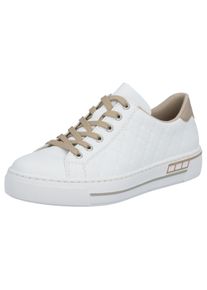 Plateausneaker Rieker, Damen, Gr. 40, wei&szlig;, Lederimitat, Schuhe Plateausneaker, harmonischen Kontrastdetails, Freizeitschuh, Halbschuh, Schn&uuml;rschuh, Topseller