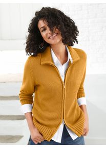 Strickjacke Casual Looks, Herren, Gr. 50, gelb (maisgelb), 50% Baumwolle, 50% Polyacryl, unifarben, figurumspielend, Strickjacken Strickjacke