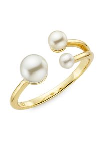 Fingerring "Schmuck Geschenk Silbering offen mit synth. Muschelkernperlen" Gr. 54, gelbgoldfarben, wei&szlig;, ANISTON JEWELRY & WATCHES, Fingerringe, Damen, 54, Perlen Silber 925 (Sterlingsilber), 1,7mm, Perlen, Silber 925 (Sterlingsilber), Fingerring, mit Muschelkernperle (synth.)