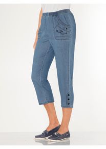 Caprijeans Classic Basics, Damen, Gr. 46, Normalgr&ouml;&szlig;en, blau, bleached, blau, stone, washed, 100% Baumwolle, unifarben, 3/4-L&auml;nge, Jeans Caprijeans