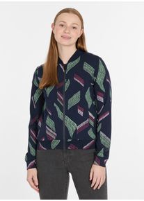 Sweatjacke Ragwear "KENIANE PRINT", Damen, Gr. XXL, blau (navy), Sweatware, Obermaterial: 67% Polyester, 28% Viskose, 5% Elasthan, bedruckt, gemustert, normal, Rundhals, Sweatjacken Sweatjacke