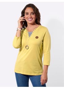 3/4-Arm-Shirt Casual Looks "Shirt", Damen, Gr. 40, zitrone, 50% Baumwolle, 50% Modal, gemustert, unifarben, V-Ausschnitt, Shirts 3/4-Arm-Shirt