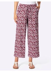 Culotte Classic Basics, Damen, Gr. 46, Normalgr&ouml;&szlig;en, dunkelrot, wei&szlig;, bedruckt, 100% Baumwolle, gebl&uuml;mt, gemustert, mehrfarbig, 7/8-L&auml;nge, Hosen Culotte