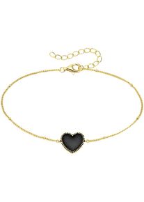 Armband "Schmuck Geschenk Armband mit schwarzem Emaille Herz", schwarz (gelbgoldfarben, schwarz), ANISTON JEWELRY & WATCHES, Armb&auml;nder, Damen, 22cm, Silber 925 (Sterlingsilber), Armband