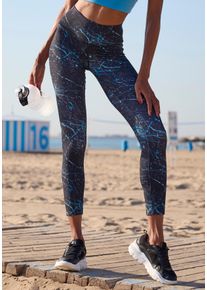 active by Lascana Leggings LASCANA ACTIVE, Damen, Gr. M (40/42), N-Gr, blau (schwarz, blau), Obermaterial: 82% Polyester, 18% Elasthan, bedruckt, gemustert, mehrfarbig, figurbetont lang, Hosen Leggings, Abstrakte Musterung
