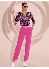 CR&Eacute;ATION L Schlupfbluse CREATION L, Damen, Gr. 40, pink (fuchsia, schwarz, bedruckt), 100% Viskose, gemustert, Rundhals, Blusen Schlupfbluse