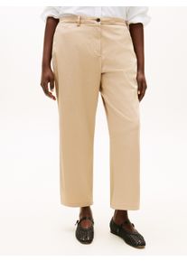 Chinohose Tommy Hilfiger Curve "CRV CO GMD SLIM STRAIGHT CHINO", Damen, Gr. 52, N-Gr, beige, Web, Obermaterial: 65% Baumwolle, 33% Lyocell, 2% Elasthan, unifarben, regular fit lang, Hosen Chinohose, in gro&szlig;en Gr&ouml;&szlig;en
