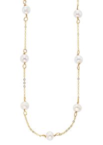 Silberkette "Schmuck Geschenk Halskette", gold (gelbgoldfarben, wei&szlig;), ANISTON JEWELRY & WATCHES, Halsketten, Damen, Perlen Silber 925 (Sterlingsilber), L: 47 B: 1mm, Perlen, Silber 925 (Sterlingsilber), Silberkette, mit Naturperle, B:1mm