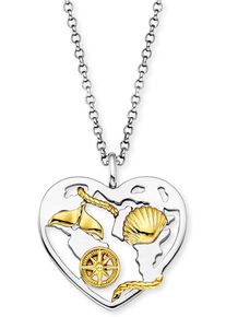 Kette mit Anh&auml;nger Engelsrufer "Aloha Herz Bicolor", gold (silberfarben, gelbgoldfarben), Halsketten, Damen, Silber 925 (Sterlingsilber), L: 50 B: 1,42mm, Kette mit Anh&auml;nger, B:1,42mm