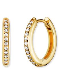Paar Creolen Engelsrufer "Lola", gold (gelbgoldfarben, kristallwei&szlig;, kristallwei&szlig;), Ohrringe, Damen, 16mm, Silber 925 (Sterlingsilber), Paar Creolen, mit Zirkonia (synth.)