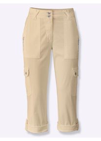 Cargohose Heine, Damen, Gr. 46, Normalgr&ouml;&szlig;en, beige, 98% Baumwolle, 2% Elasthan, unifarben, 7/8-L&auml;nge, Hosen Cargohose
