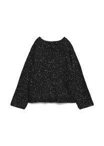 V&eacute;ro Moda Strickpullover VERO MODA "VMLEILANI STITCH LS BOATNECK PULLOVER", Damen, Gr. XL, schwarz detail:with silber seq, Strick, Obermaterial: 68% Polyester, 32% Polyacryl, Glitzermuster, regular fit normal, U-Boot-Ausschnitt, Pullover Strickpullover