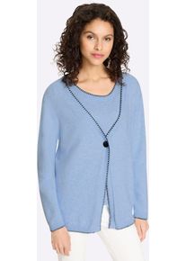 Strickpullover Heine "Twinset", Damen, Gr. 34, eisblau, meliert, 50% Viskose, 28% Polyester, 22% Polyamid, meliert, unifarben, Pullover Strickpullover