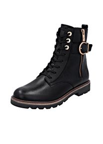 Schn&uuml;rstiefelette Remonte, Damen, Gr. 43, schwarz, Leder, Lederimitat, Schuhe Schn&uuml;rstiefelette, Schn&uuml;rboots, Casual-Stiefelette, Blockabsatz, mit gro&szlig;er Zierschlie&szlig;e