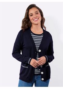 Strickpullover Casual Looks "Twinset", Damen, Gr. 38, marine, ecru, geringelt, 100% Baumwolle, gemustert, gestreift, unifarben, Pullover Strickpullover