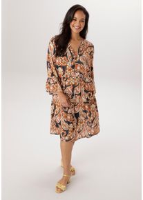 Tunikakleid ANISTON PLUS, Damen, Gr. 52, N-Gr, bunt, Web, Obermaterial: 100% Viskose, Paisley, bedruckt, gemustert, figurumspielend kniebedeckend, V-Ausschnitt, Volant, Kleider Tunikakleid, in trendigen Paisleydessin - NEUE KOLLEKTION