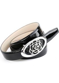 Lederg&uuml;rtel Anthoni Crown, Damen, Gr. 100, schwarz, Leder, unifarben, G&uuml;rtel Lederg&uuml;rtel, aus Lackleder mit exklusiver Koppelschlie&szlig;e