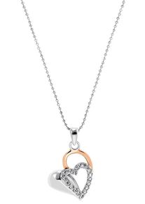 Kette mit Anh&auml;nger Amor "Hearts", rosa (silberfarben, ros&eacute;goldfarben, kristallwei&szlig;), Halsketten, Damen, mit Zirkonia, Silber 925 (Sterlingsilber), L: 45, Kette mit Anh&auml;nger, mit Zirkonia (synth.)