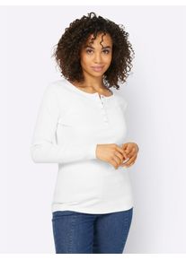 Langarmshirt Heine "Shirt", Damen, Gr. 48, wei&szlig;, 95% Baumwolle, 5% Elasthan, unifarben, Rundhals, Shirts Langarmshirt
