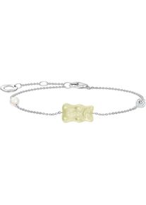 Armband Thomas Sabo "Thomas Sabo x HARIBO Schmuck: Armband mit Goldb&auml;r" Gr. 19, wei&szlig; (silberfarben, kristallwei&szlig;, wei&szlig;, kristallwei&szlig;, wei&szlig;), Armb&auml;nder, Damen, 19, Perlen Silber 925 (recycelt), Perlen, Silber 925 (recycelt), Armband, mit Kristallglas, Zirkonia (synth.) - mit S&uuml;&szlig;wasserzuchtperle