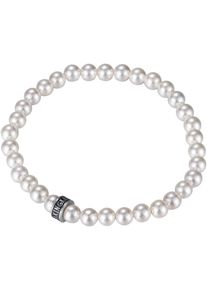 Perlenarmband Kingka "Schmuck Geschenk Edelstahl Armschmuck Armkette Rondell", silber (edelstahlfarben, schwarz, wei&szlig;), Armb&auml;nder, Damen, 21cm, Edelstahl Nylon Perlen, Edelstahl, Nylon, Perlen, Perlenarmband, mit Muschelperle