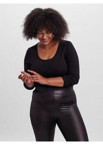Langarmshirt Vero Moda CURVE "VMPAXI LS SOFT U-NECK - S NOOS CURVE", Damen, Gr. M (46), schwarz, Jersey, Obermaterial: 95% Baumwolle, 5% Elasthan, unifarben, regular fit h&uuml;ftbedeckend, Rundhals, Shirts Langarmshirt, in Basic-Form