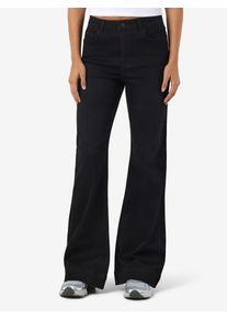 Slim-fit-Jeans Noisy may "NMROOXY HW FLARE JEANS VI581BL NOOS", Damen, Gr. 26, L&auml;nge 30, schwarz denim, Denim/Jeans, Obermaterial: 69% Baumwolle, 29% Polyester, 2% Elasthan, unifarben, slim fit kn&ouml;chellang, Jeans Slim-fit-Jeans