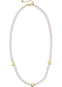 Perlenkette Firetti "Schmuck Geschenk Silber 925 Halsschmuck Halskette Smiley", gold (gelbgoldfarben, wei&szlig;), Halsketten, Damen, Perlen Silber 925 (Sterlingsilber), L: 45, Perlen, Silber 925 (Sterlingsilber), Perlenkette, mit Perle (synth.)