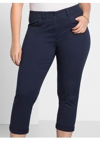 7/8-Hose sheego, Damen, Gr. 46, Normalgr&ouml;&szlig;en, blau (marine), 97% Baumwolle, 3% Elasthan, unifarben, Hosen 7/8-Hose