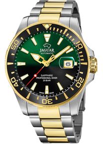 Automatikuhr Jaguar "Automatic", silber (silberfarben, goldfarben, gr&uuml;n, schwarz), Armbanduhren, Herren, Automatikuhr, Armbanduhr, Herrenuhr, Saphirglas, Swiss Made, Edelstahlarmband