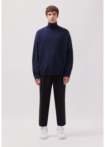 Strickpullover STUDIO SEIDENSTICKER, Herren, Gr. XL, dunkelblau, 80% Wolle, 15% Polyamid, 5% Kaschmir, unifarben, oversize, ohne Ausschnitt, Pullover Strickpullover, 1/1 Stehkragen Uni