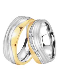 Trauring DOOSTI "Schmuck Geschenk Edelstahl Trauring Ehering Partnerring LIEBE" Gr. 58, gold (edelstahlfarben, gelbgoldfarben), Fingerringe, Damen, 58,mit Zirkonia, Edelstahl, 7mm, Trauring, wahlweise mit oder ohne Zirkonia