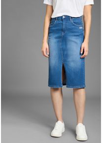 Jeansrock Kangaroos, Damen, Gr. 46, blau (blau used), Denim/Jeans, Obermaterial: 98% Baumwolle, 2% Elasthan, unifarben, Basic, figurbetont ca. Mitte Wade, R&ouml;cke Jeansrock, in Midil&auml;nge mit Schlitz, Topseller